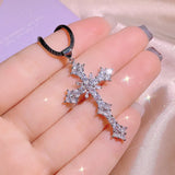 925 Silver Cross Necklace Female Pendant Light Niche Sense Clavicle Chain