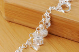 925 Silver Crystal Heart Star Cross Bracelet for Women Party Wedding Jewelry