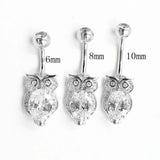 925 Silver Cubic Zircon Owl Navel Piercing Belly Ring