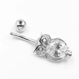 925 Silver Cubic Zircon Owl Navel Piercing Belly Ring