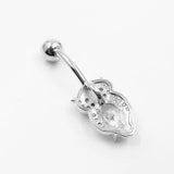 925 Silver Cubic Zircon Owl Navel Piercing Belly Ring