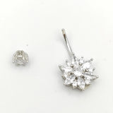 925 Silver CZ Belly Ring Flower Navel Piercing Women