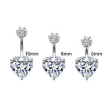 925 Silver CZ Belly Ring Heart Shape Navel Piercing