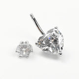 925 Silver CZ Belly Ring Heart Shape Navel Piercing