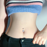925 Silver CZ Belly Ring Heart Shape Navel Piercing