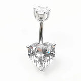 925 Silver CZ Belly Ring Heart Shape Navel Piercing