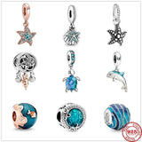 925 Silver Dolphin Shell Starfish Pendant DIY Beads for Charm Bracelet Jewelry