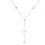 925 Silver CZ Paved Flower Lariat Pendant Necklace for Women