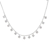 925 Silver CZ Dainty Necklace Square Charm Chain Choker