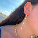 925 Silver CZ Dangling Earring Colorful Stone Long Tassel Chain