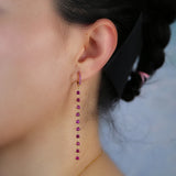 925 Silver CZ Dangling Earring Colorful Stone Long Tassel Chain