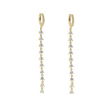 925 Silver CZ Dangling Earring Colorful Stone Long Tassel Chain