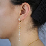 925 Silver CZ Dangling Earring Colorful Stone Long Tassel Chain