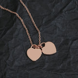 925 Silver Double Heart Necklace Light Jewelry Vintage Party