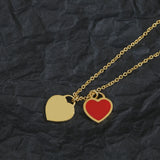 925 Silver Double Heart Necklace Light Jewelry Vintage Party