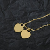 925 Silver Double Heart Necklace Light Jewelry Vintage Party