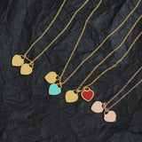 925 Silver Double Heart Necklace Light Jewelry Vintage Party