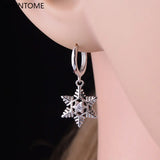 925 Silver Christmas Earrings Santa Bell Snowflake Tree Hoop