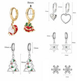 925 Silver Christmas Earrings Santa Bell Snowflake Tree Hoop