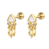 925 Silver Mini Triangle Diamond Tassel Earrings
