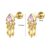 925 Silver Mini Triangle Diamond Tassel Earrings