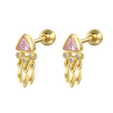 925 Silver Mini Triangle Diamond Tassel Earrings