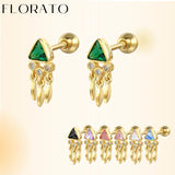 925 Silver Mini Triangle Diamond Tassel Earrings