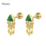 925 Silver Mini Triangle Diamond Tassel Earrings