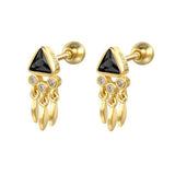 925 Silver Mini Triangle Diamond Tassel Earrings