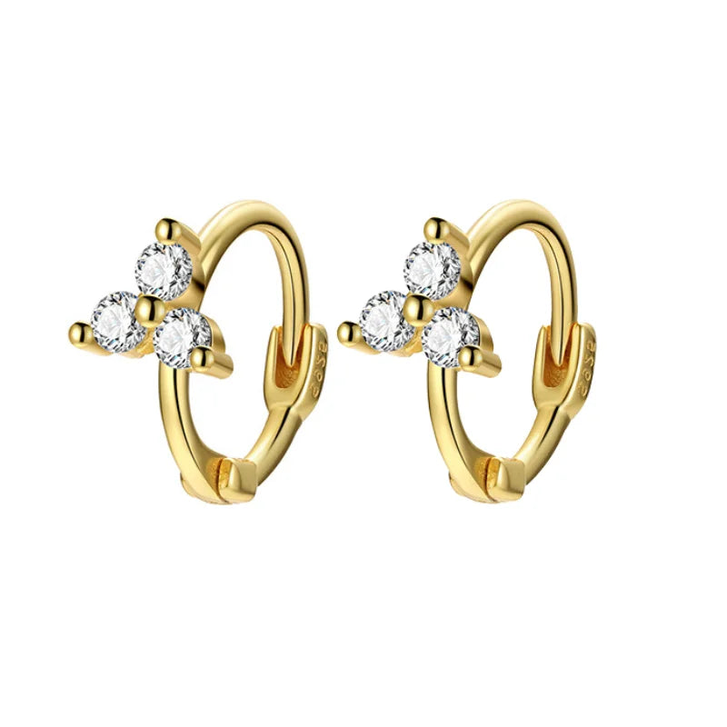 925 Silver Round Heart Star Geometric Hoop Earrings for Women