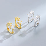 925 Silver Round Heart Star Geometric Hoop Earrings for Women