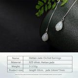 925 Sterling Silver Jade Orchid Earrings Costume Jewelry