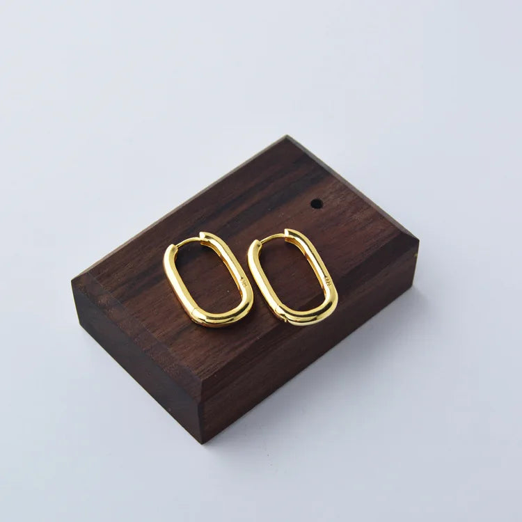 925 Sterling Silver Wide-Edge Large Earrings