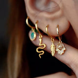925 Silver Earring Zircon Palm Fish Leaf Drop Sweet Girl Ear Jewelry