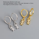 925 Silver Earring Zircon Palm Fish Leaf Drop Sweet Girl Ear Jewelry
