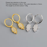 925 Silver Earring Zircon Palm Fish Leaf Drop Sweet Girl Ear Jewelry