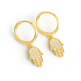 925 Silver Earring Zircon Palm Fish Leaf Drop Sweet Girl Ear Jewelry