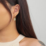 925 Silver Earring Zircon Palm Fish Leaf Drop Sweet Girl Ear Jewelry