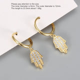 925 Silver Earring Zircon Palm Fish Leaf Drop Sweet Girl Ear Jewelry