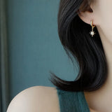 925 Silver Zircon Star Drop Earrings for Women