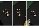 925 Silver Zircon Star Drop Earrings for Women