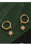 925 Silver Zircon Star Drop Earrings for Women
