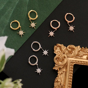 925 Silver Zircon Star Drop Earrings for Women