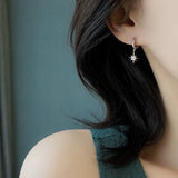 925 Silver Zircon Star Drop Earrings for Women