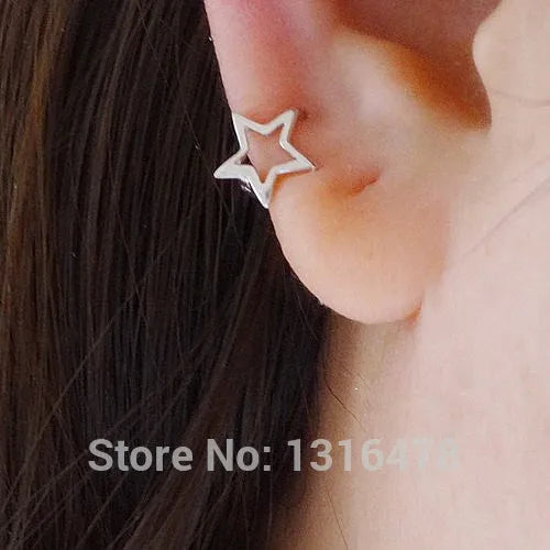 925 Silver Earring Hollow Star Butterfly Ear Bone Ear Ring Ear Buckle