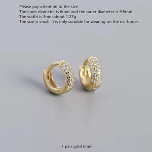 925 Silver Zircon Wide-Faced Ear Ring for Girls Boys