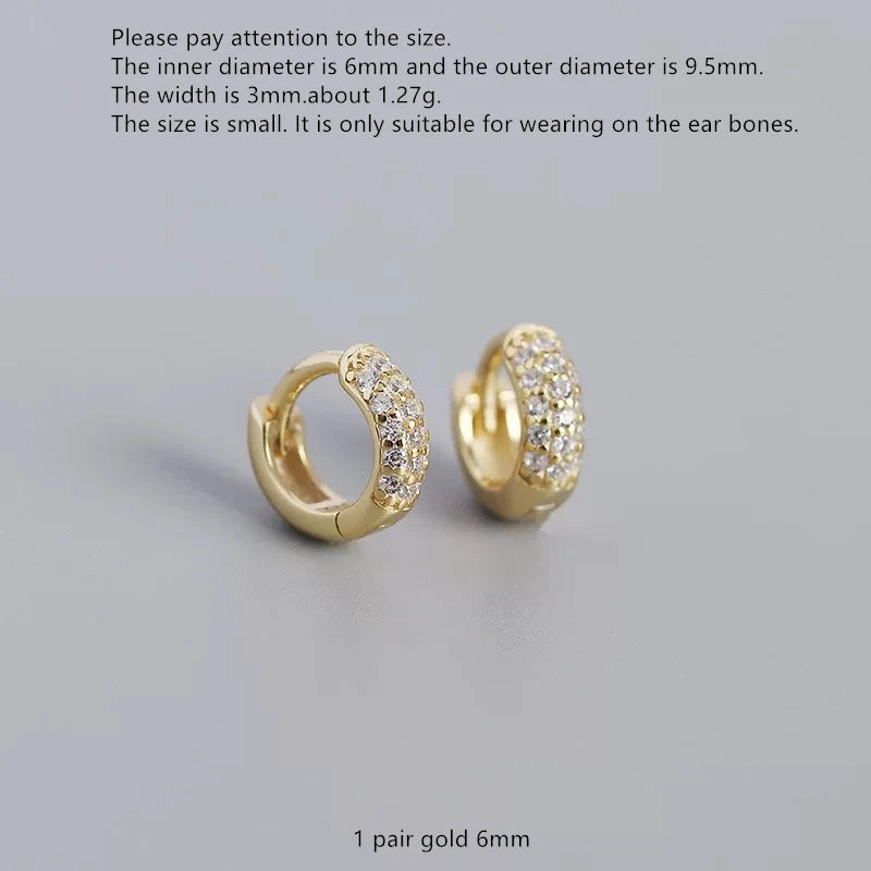 925 Silver Zircon Wide-Faced Ear Ring for Girls Boys
