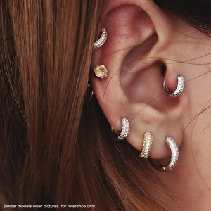 925 Silver Zircon Wide-Faced Ear Ring for Girls Boys