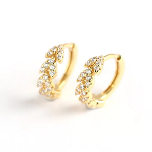 925 Silver Earring Zircon Olive Leaf Design Silver Ear Jewelry