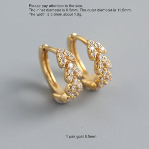 925 Silver Earring Zircon Olive Leaf Design Silver Ear Jewelry